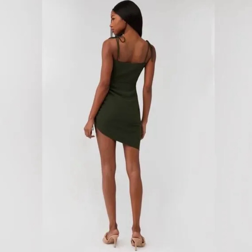 Amanda Uprichard Asymmetrical Olive Green Dress - Picture 2 of 5